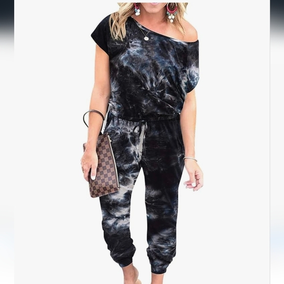 EUC PrettyGarden Black and Gray Tie Dye Jumpsuit - Picture 1 of 11